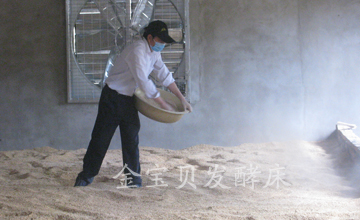 工作人员正在制作发酵床